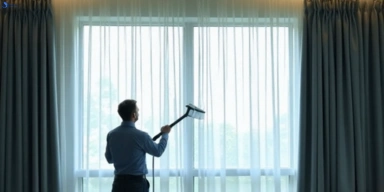 Commercial curtain steam cleaning service barellan-point hotels offices